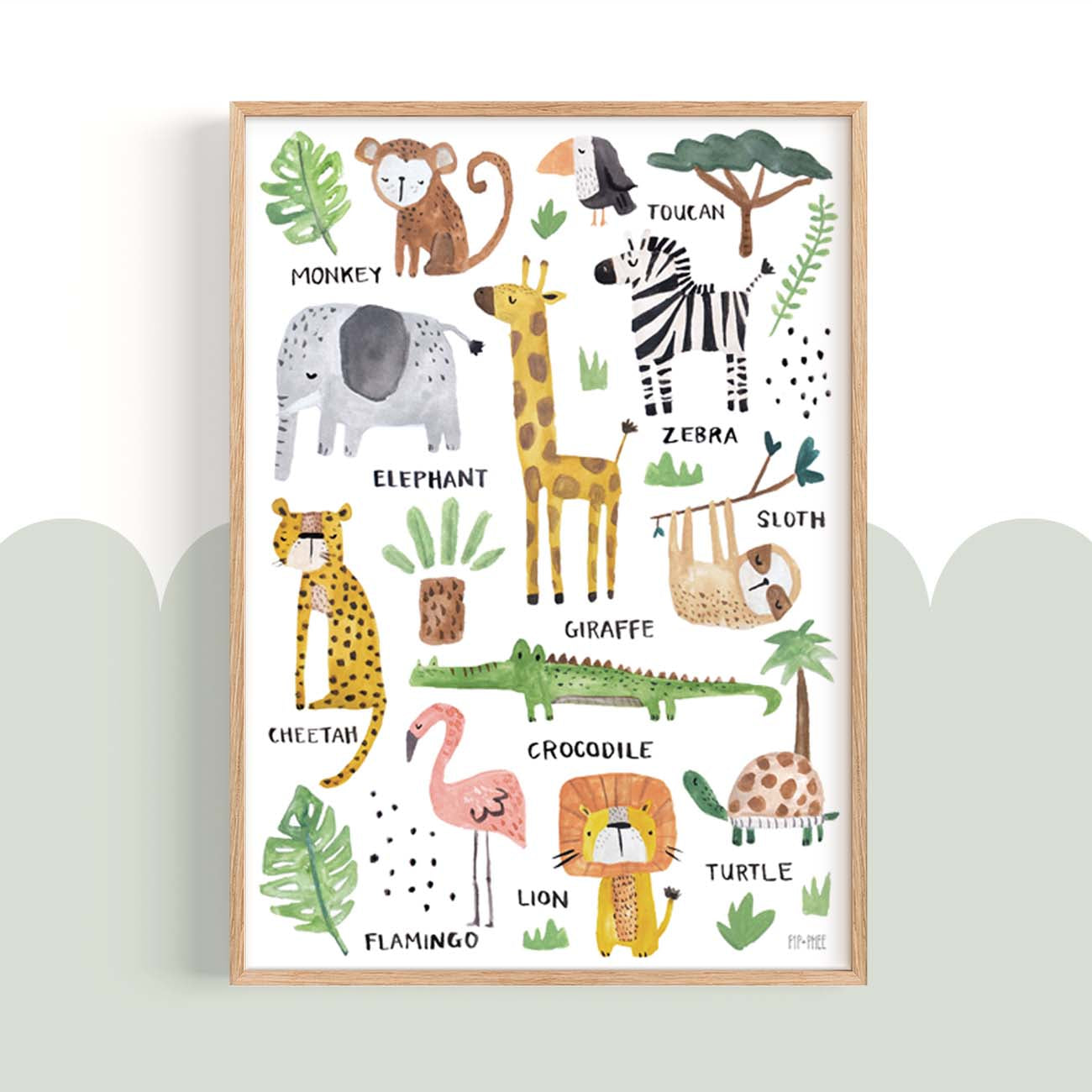 Pip+Phee Jungle Safari Animal Chart Art Print – pipandphee.au