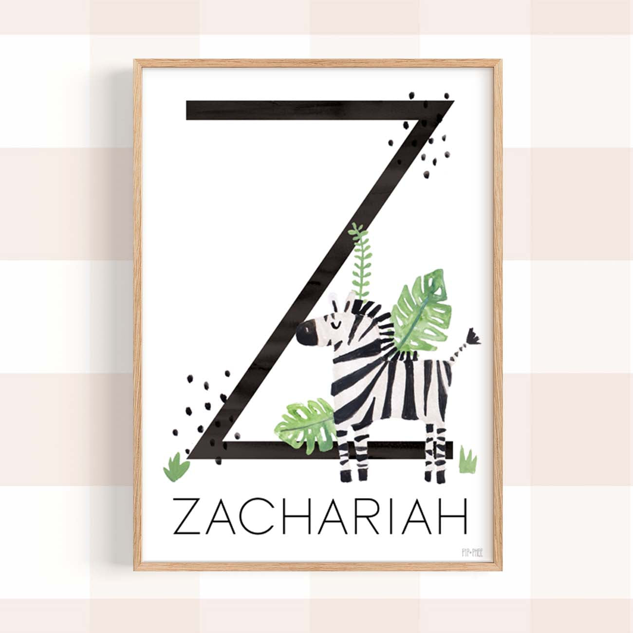 Pip+Phee Jungle Safari Personaliased Name Art Print